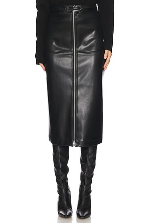 Bianca Faux Leather Midi Skirt SIMKHAI