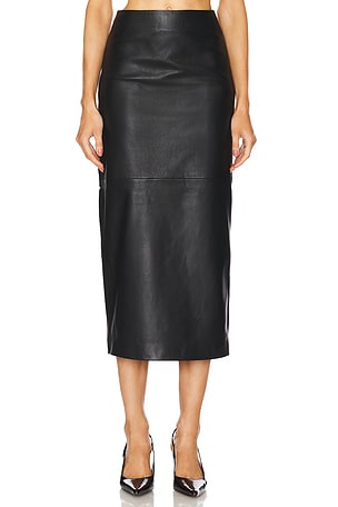 by Marianna Bruni Leather Midi Skirt L'Academie