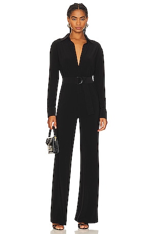 Shirt Straight Leg Jumpsuit With Collar Stand Norma Kamali